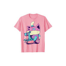 Camiseta de algodón de estilo Harajuku para mujer, remera de manga corta con estampado de gato Ramen, gótico, en colores Pastel, Tops bonitos de gran tamaño para mujer 2024 - compra barato