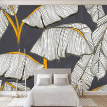 Milofi personalizado grande 3d papel de parede mural europeu retro nostálgico planta folhas sala estar quarto decoração 2024 - compre barato