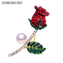 Zhboruini broche de pérola de água doce natural, broche de alta qualidade com flor de pérola rosa e cor de ouro, joias para acessórios femininos 2024 - compre barato