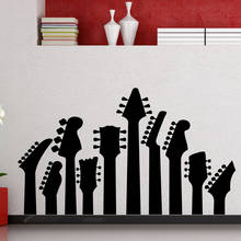 Calcomanía de pared de guitarras, instrumento de música Rock de Metal pesado, pegatinas de vinilo para dormitorio de adolescentes, Estudio Musical, decoración de Interior, Mural de arte Q627 2024 - compra barato