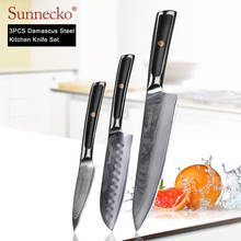 SUNNECKO Chef Santoku Paring Knife Damascus Japanese VG10 Core Steel Blade Sharp Cutter Tool G10 Handle 3PCS Kitchen Knives Set 2024 - buy cheap