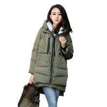 Зимнее пальто для беременных Длинное свободное модное утепленное пальто с капюшоном в стиле милитари пальто для беременных верхняя одежда женская 5XL 2024 - купить недорого