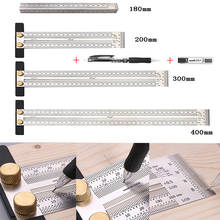 Woodworking Scribe Scale Ruler Marking Line Gauge T-Type Hole Ruler Measuring Ruler Woodworking Carpenter DIY Tools with pen 2024 - buy cheap