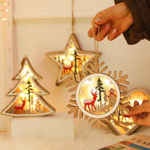 Wooden Christmas Light LED Christmas Pendant Decoration Lights Star Snow Xmas Tree Decor Holiday Home Living Room Indoor Lamps 2024 - buy cheap