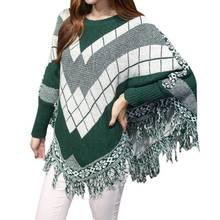 New Arrive Women Coat emale Tassel Cloak Shawl  O-Neck Bat Wing Sleeve Outerwear Pullover Sweater 2024 - buy cheap