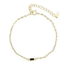 high quality new fashion female women jewelry micro pave baguette cz bar black color charm thin link chain bracelet 2024 - buy cheap