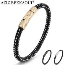 AZIZ BEKKAOUI Black Fashion Bracelet Stainless Steel Twining Classic Style Charm Punk Threaded Button Metal Weaving Bracelet 2024 - buy cheap