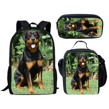 Rottweiler-mochilas escolares para niños y niñas, bolsos con estampado de perro, a la moda, 3 unids/set/Set 2024 - compra barato