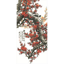 Chinese Feng Shui Silk Hanging Painting,Home/Office Decoration Calligraphy Artwork Wall Scroll - Plum blossom 2024 - buy cheap