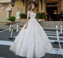 Vestidos de novia de princesa de encaje con apliques, ropa de novia de manga larga, talla grande, tienda en línea China, novedad 2024 - compra barato