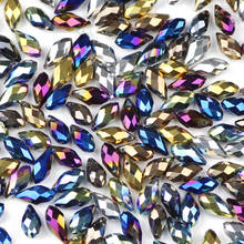 YHBZRET, pendiente en forma de gota, cuentas de cristal austriaco chapadas, 6x12mm, 50 uds, cuentas sueltas de cristal en forma de lágrima para hacer joyería, pulsera DIY 2024 - compra barato