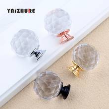 Ynizhure marca quente 35mm bola de vidro cristal botões alças cômoda armário da cozinha puxar armário alça 2024 - compre barato