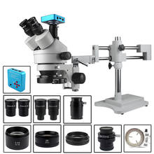 Microscopio con doble brazo simul-focal, microscopio Trinocular con Zoom estéreo de 38MP, 2K, HDMI, USB, cámara, luz LED 144, 3.5X, 90X, 180X 2024 - compra barato