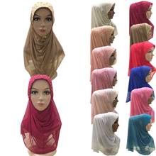 Chapéu de turbante de malha de hijab da moda das senhoras muçulmanas chapéu de turbante islâmico frisado envolvido turbante boné arábico headwear luz turbante chapéus 2024 - compre barato