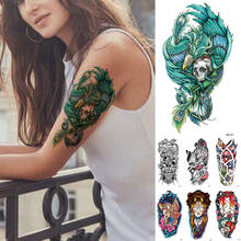 Waterproof Temporary Tattoo Sticker Green Feather Phoenix Totem Skull Flash Tattoos Body Art Arm Fake Tatoo Women Men 2024 - buy cheap