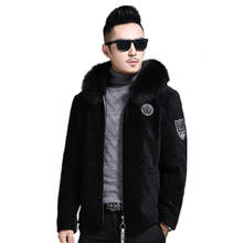 2020 piel de oveja Real abrigo chaqueta de invierno de los hombres cuello de piel de zorro Real abrigos de lana Streetwear chaquetas Manteau L17-1550 MY1762 2024 - compra barato