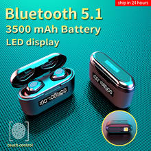 Беспроводные наушники TWS Bluetooth-наушники с аккумулятором 3500 мА · ч, спортивные водонепроницаемые наушники HiFi 9D, стерео наушники с микрофоном 2024 - купить недорого