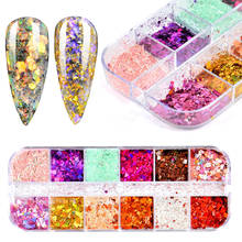 ZKO-Juego de purpurina holográfica para uñas, pigmento para decoración de uñas en escamas, polvo, pigmento para manicura, 1Set 2024 - compra barato
