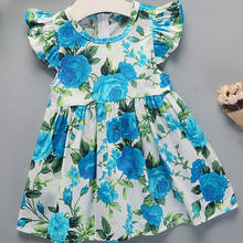 Платье для девочек, летняя новинка, одежда для малышей, детские платья для девочек, хлопковое платье-пачка принцессы с цветочным рисунком для маленьких девочек 1-5 лет 2024 - купить недорого