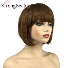 StrongBeauty-peluca Bob corta para mujer, pelo liso medio, sintético, limpio, para uso diario 2024 - compra barato
