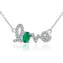 Женское ожерелье из серебра 925 пробы, с натуральным зелёным агатом 2024 - купить недорого