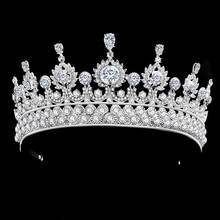 FORSEVEN Luxury Handmade Zircon Crown Sparkling Rhinestone Alloy Silver Color Tiara Women Bride Headpeice Wedding Headdress LB 2024 - buy cheap