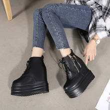 New Sexy Chain Women Leather Autumn Boots Block Heel Gothic Black Punk Style Platform Shoes Female Footwear High Quality 2024 - buy cheap