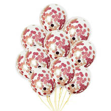 10 pçs/lote 12 polegada rosa ouro pérola balões com confetes festa de aniversário decoração crianças claro látex balão acessórios casamento 2024 - compre barato