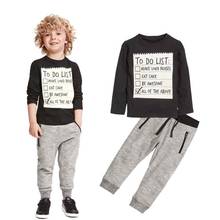 Conjunto de roupa duas peças para meninos, camiseta e calça preta esportiva de algodão para crianças de 2 a 6 anos, novo, 2020 2024 - compre barato