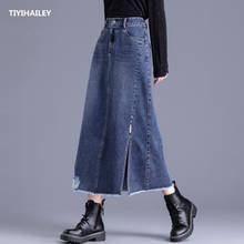 TIYIHAILEY Free Shipping 2021 Fashion High Waist S-２XL Long Maxi A-line Skirts With Pockets Women Slit Skirts With Tassels Holes 2024 - buy cheap
