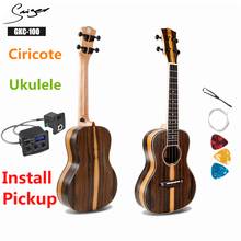 Ukulele 23 Inches Ciricote Mini Electric Concert Acoustic Travel Guitar 4 Strings Ukelele Guitarra Install Pickup Retro Matte 2024 - compre barato