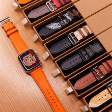 Ремешок кожаный для Apple watch band 44 мм 40 мм, спортивный силиконовый браслет для iWatch band 38 мм 42 мм, Apple watch SE 6 5 4 3 2024 - купить недорого