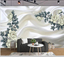 Papel de parede com fundo de pano de seda floral, papel de parede 3d, sala de estar, tv, quarto, decoração para casa, mural 2024 - compre barato