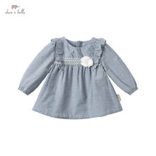 DB16741 dave bella spring fashion baby girls floral dots print ruched shirts infant toddler tops children high quality clothes 2024 - buy cheap