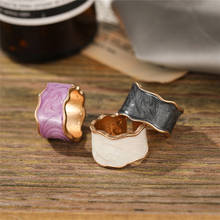 Vintage INS Colorful Enamel Wide Chunky Ring For Women Drip Oil Gold Color Irregular Opened Adjustable Ring Party Finger Jewelry 2024 - buy cheap
