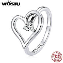 WOSTU Love Heart Unique Finger Ring 925 Sterling Silver Shining Zircon for Women Fine CZ Finger Ring Engagement Jewelry BKR700 2024 - buy cheap