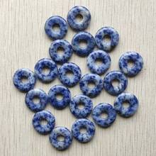 2021 Fashion good quality natural sodalite stone circle donut pendants 18mm for jewelry making 20pcs/lot wholesale free shipping 2024 - buy cheap