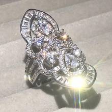 Богемное большое Сверкающее кольцо из стерлингового серебра 925 пробы для женщин роскошное коктейльное свадебное круглое кольцо с искусственным бриллиантом plata 925 mujer 2024 - купить недорого