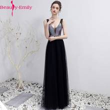 Beauty Emily Charming V Neck Sleeveless A Line Evening Dress 2020 New Arrival Tulle Tank Sleeve Zipper Back Formal Dress 2024 - buy cheap