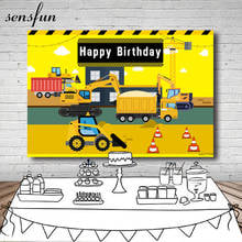 Sensfun Construction Party Photography Background Yellow Decor Boys Backdrop Dump Truck Bulldozer Photo Studio Prop Banner 2024 - buy cheap