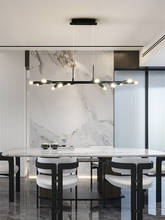 Candelabro Led de estilo nórdico para restaurante, iluminación larga minimalista, mesa de comedor modernas para luces decorativas, Bar y oficina, color negro 2024 - compra barato