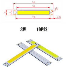 Tira de luz led cob 10x dc 3v, ultra brilhante 8mm x 60mm, lâmpada led de trabalho, holofote fonte, contas de chip para lâmpada diy vermelho azul branco 2024 - compre barato