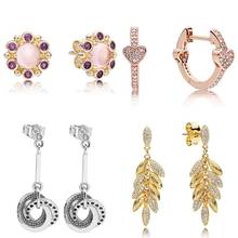 925 Sterling Silver Earring Heraldic Radiance Blush Alluring Hearts Interlocking Circle Earring Studs For Women Pandora Jewelry 2024 - buy cheap