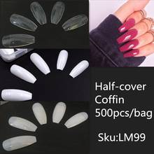 500pcs/bag  Fake Short Pointed Coffin False Nail Tips Stiletto False Nails Full Cover Pure Candy Color Ballerinas Press on nail 2024 - buy cheap