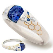 2021 Fashion Creative Honeycomb Bee Wedding Rings for Women Elegant Blue White Zircon Glamour Ring Boho Jewelry Girl Gift Bijoux 2024 - buy cheap