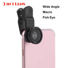 Объектив «рыбий глаз» 3 в 1 для мобильного телефона, широкоугольный макрообъектив «рыбий глаз», объектив «рыбий глаз» для iphone 6, 7 Plus, ES, все мобильные телефоны 2021 2024 - купить недорого