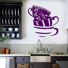 Wall Decal Tea Cups House Kitchen Art Home Decoration Vinyl Wall Stickers Flowers Rose Retro Style Mural Window Decals S1137 2024 - buy cheap