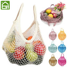 Reusable Grocery Produce Bags Cotton Mesh Ecology Market String Net Shopping Tote Bag Kitchen Fruits Vegetables Hanging Bag 2024 - buy cheap