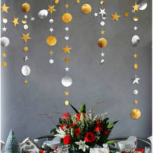 Guirnaldas de papel de copos de nieve de estrella brillante de 4M, adornos colgantes de bandera de Streamer, decoraciones navideñas para el hogar, Año Nuevo, Papá Noel 2024 - compra barato