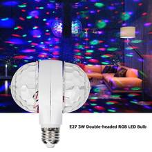 Светодиодная лампа E27 RGB, лазерный проектор, диско-шар, светильник, двухсторонний вращающийся Хрустальный волшебный шар, движущийся головной светильник KTV, сценическое освещение для диджея 2024 - купить недорого